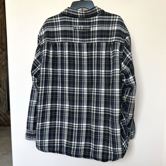 Woolrich Shacket Mens XL Tall Blue Blk Plaid Flannel Snap Up Jacket Outdoors - Picture 3 of 10